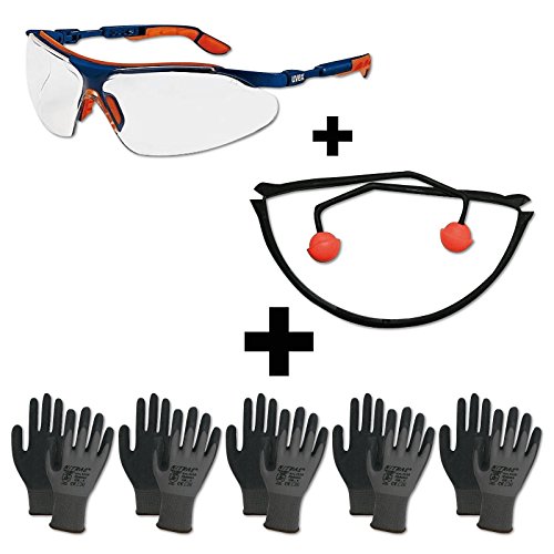 Arbeitsschutz Set Basic - Augenschutz Gehörschutz Handschuhe
