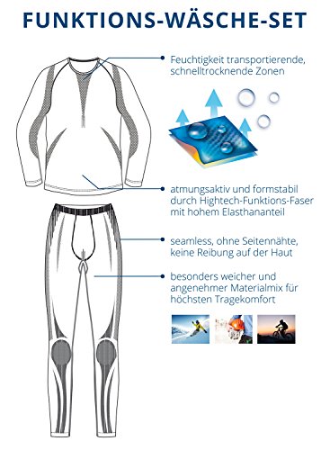 Sport Funktionswäsche Herren Langarm Hemd Seamless von celodoro schwarz/blau Größe: L / XL - 3