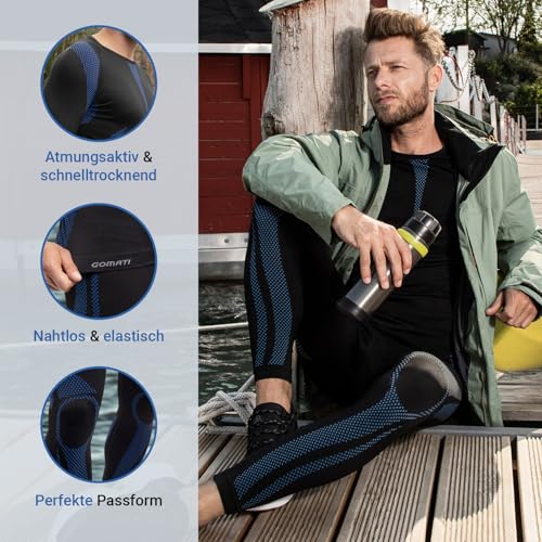 Sport Funktionswäsche Herren Langarm Hemd Seamless von celodoro schwarz/blau Größe: L / XL - 4