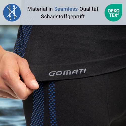Sport Funktionswäsche Herren Langarm Hemd Seamless von celodoro schwarz/blau Größe: L / XL - 6