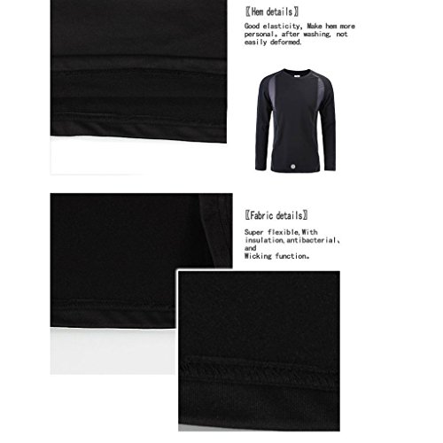 Wildconqueror Herren Elastic Thermo Unterwäsche Thermounterwäsche Set Sport Ski- & Thermowäsche Funktionsunterwäsche Schwarz Größe XXXL - 7