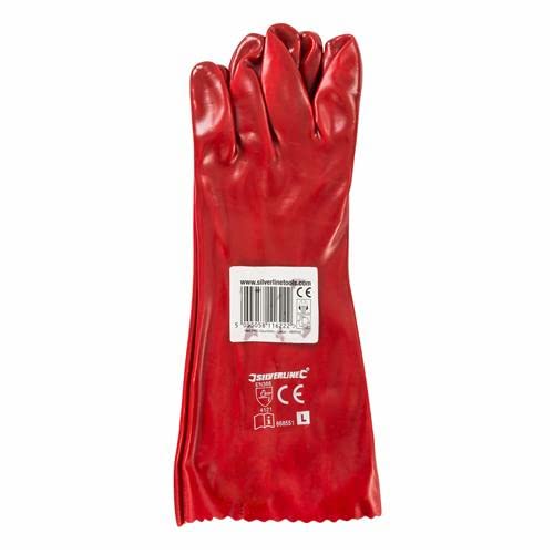 Silverline 868551 Rote PVC-Schutzhandschuhe, lange Ausführung Größe: L - 2